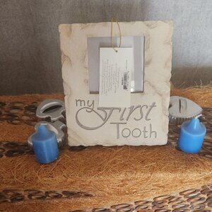 L7  Nwt - My First Tooth - Baby memories - Faux stone 7 x 6" frame 3 x 3 pic